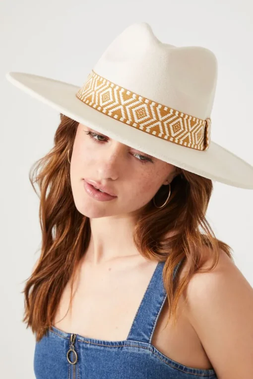 Chevron-Trim Brushed Fedora