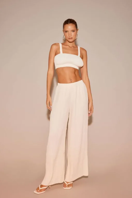 Chiffon Crop Top & Pants Set