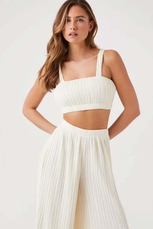 Chiffon Crop Top & Pants Set