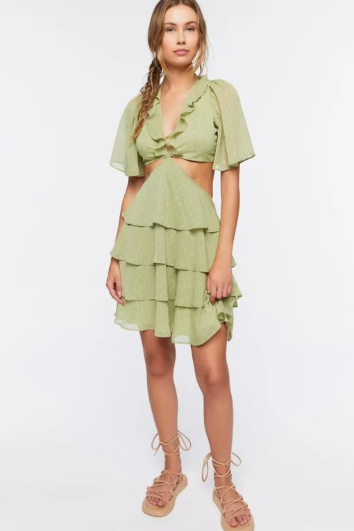 Chiffon Cutout Mini Dress