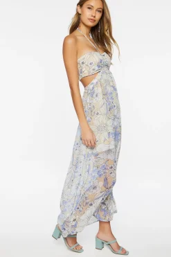Chiffon Floral Maxi Halter Dress