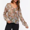 Chiffon Floral Print Lace-Up Top