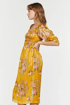 Chiffon Floral Print Midi Dress