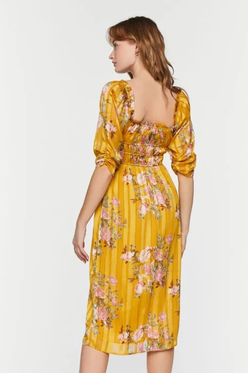 Chiffon Floral Print Midi Dress