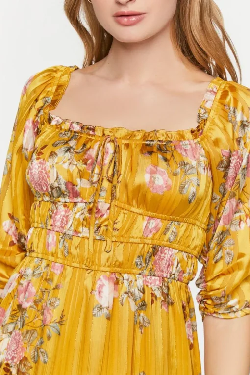 Chiffon Floral Print Midi Dress