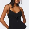 Chiffon Lace-Up Lace-Trim Cami