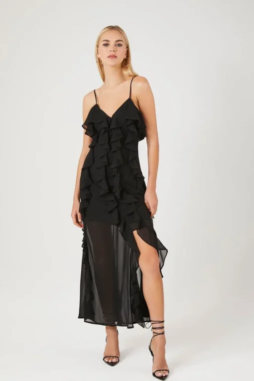 Chiffon Ruffle Maxi Dress