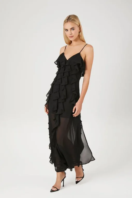 Chiffon Ruffle Maxi Dress