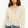 Chiffon Split-Front Flounce Top