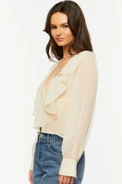 Chiffon Split-Front Flounce Top
