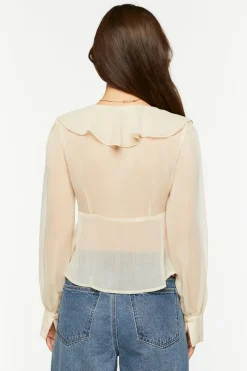 Chiffon Split-Front Flounce Top