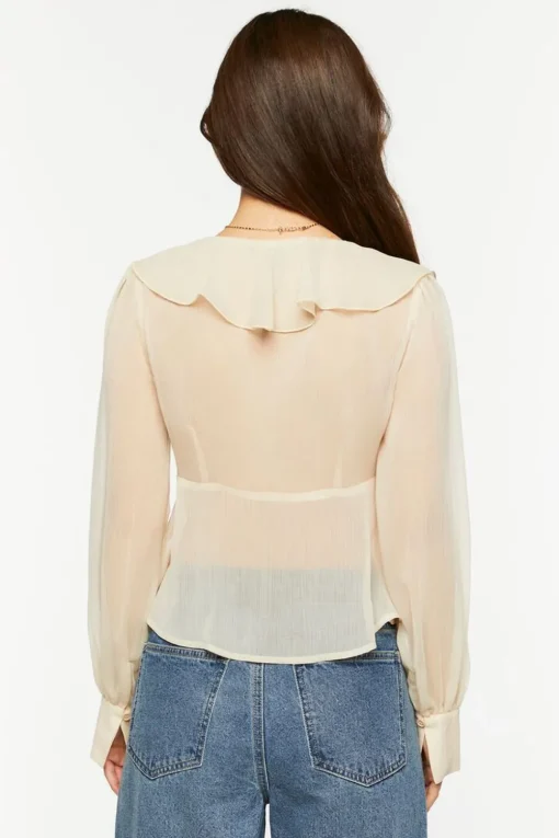 Chiffon Split-Front Flounce Top