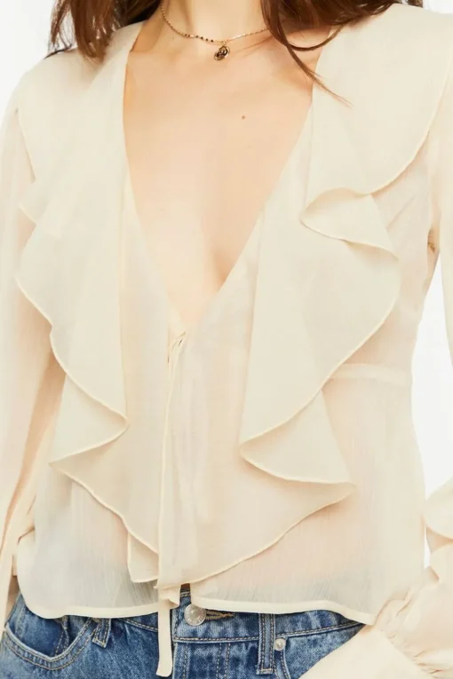 Chiffon Split-Front Flounce Top