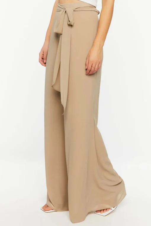 Chiffon Tie-Waist Wide-Leg Pants