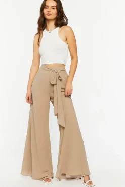 Chiffon Tie-Waist Wide-Leg Pants