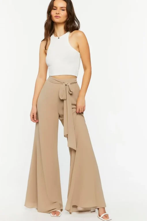Chiffon Tie-Waist Wide-Leg Pants