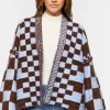 Chunky Checkered Cardigan Sweater
