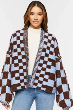 Chunky Checkered Cardigan Sweater