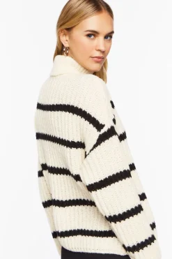 Chunky Striped Turtleneck Sweater