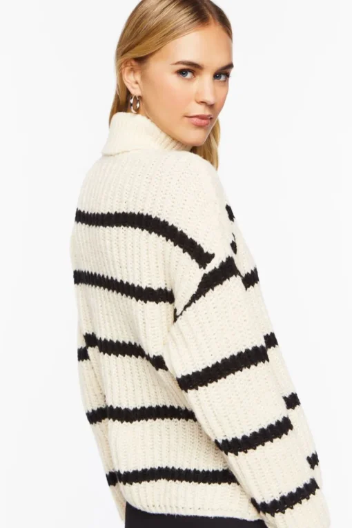 Chunky Striped Turtleneck Sweater