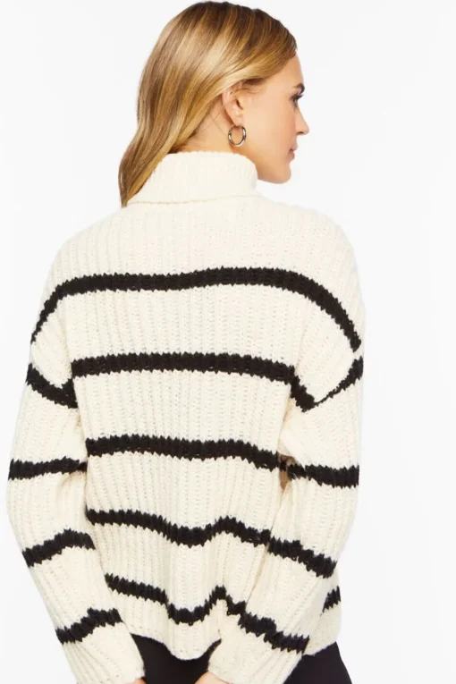 Chunky Striped Turtleneck Sweater