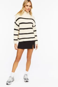 Chunky Striped Turtleneck Sweater