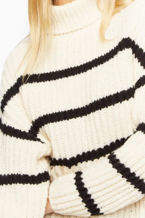 Chunky Striped Turtleneck Sweater