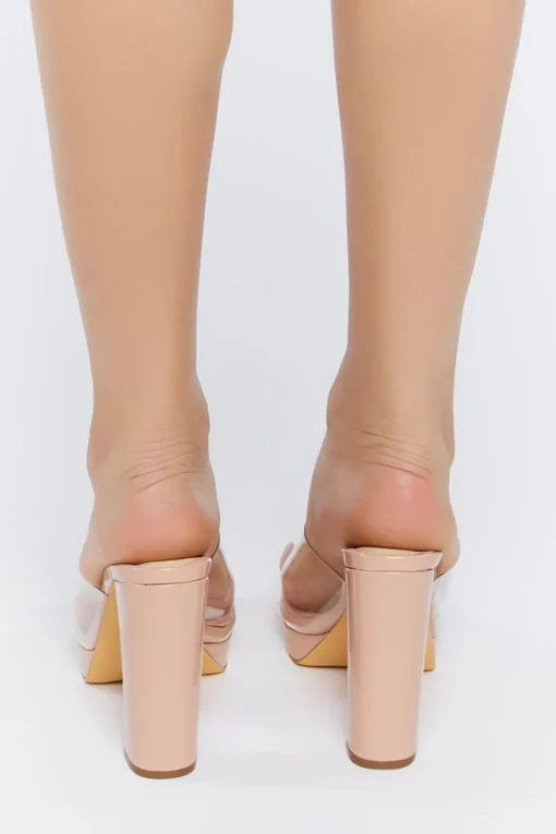 Clear Strap Chunky Heels