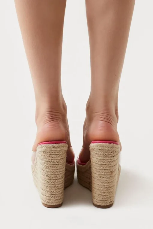Clear-Vamp Espadrille Wedges