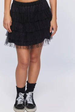 Clip Dot Tiered Mini Skirt