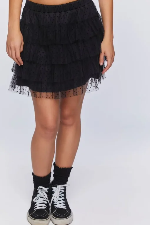 Clip Dot Tiered Mini Skirt