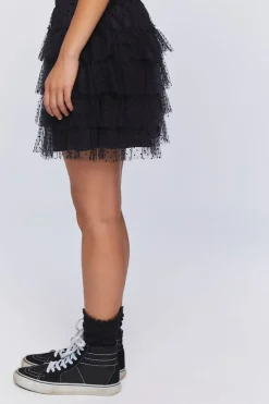 Clip Dot Tiered Mini Skirt