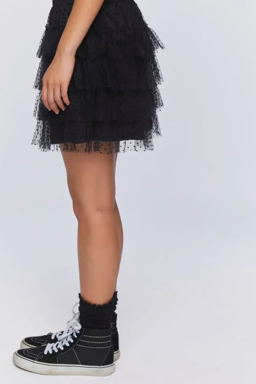 Clip Dot Tiered Mini Skirt