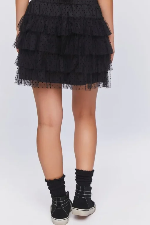 Clip Dot Tiered Mini Skirt