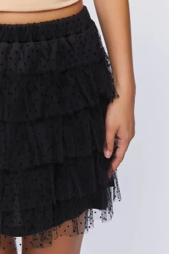 Clip Dot Tiered Mini Skirt