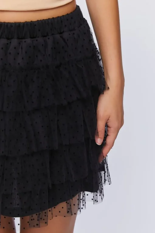 Clip Dot Tiered Mini Skirt