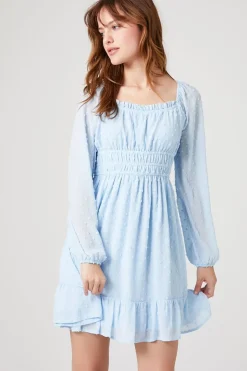 Clip-Dot Flounce Mini Dress