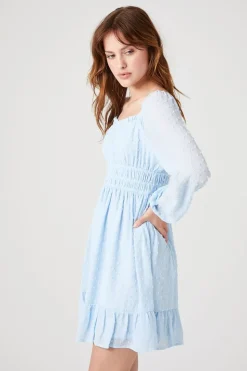 Clip-Dot Flounce Mini Dress