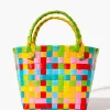 Colorblock Basketwoven Tote Bag