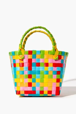 Colorblock Basketwoven Tote Bag