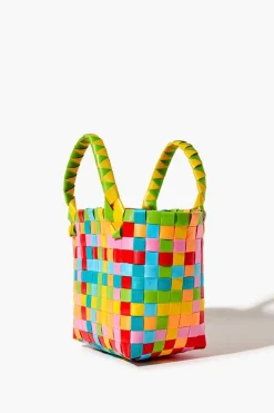 Colorblock Basketwoven Tote Bag
