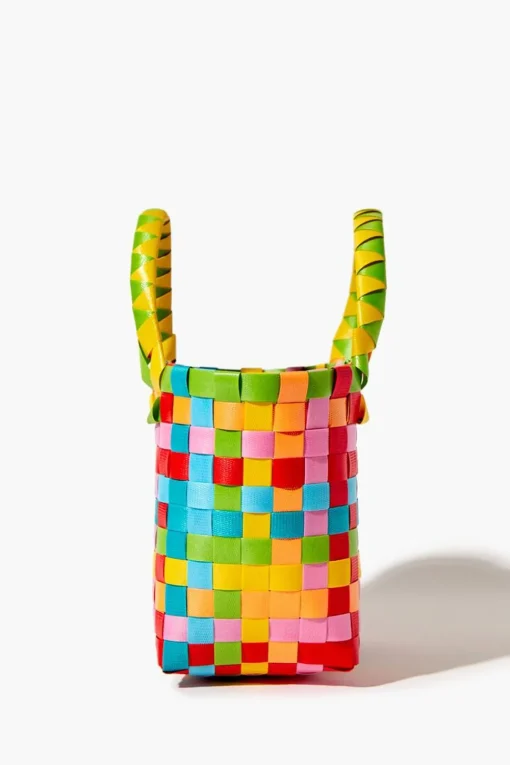 Colorblock Basketwoven Tote Bag