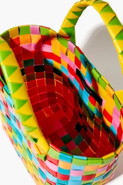 Colorblock Basketwoven Tote Bag