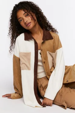 Colorblock Corduroy Shacket