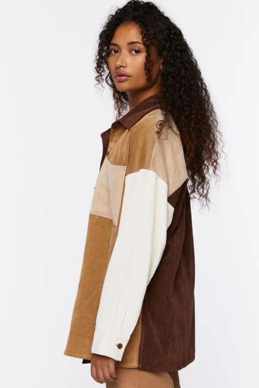 Colorblock Corduroy Shacket