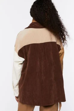 Colorblock Corduroy Shacket
