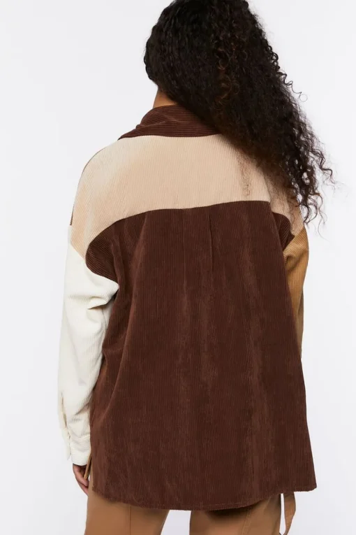 Colorblock Corduroy Shacket