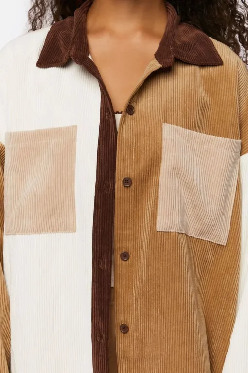 Colorblock Corduroy Shacket