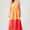 Colorblock Crisscross Cami Maxi Dress