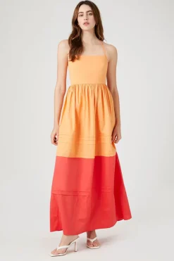 Colorblock Crisscross Cami Maxi Dress